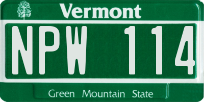 VT license plate NPW114