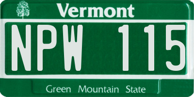 VT license plate NPW115