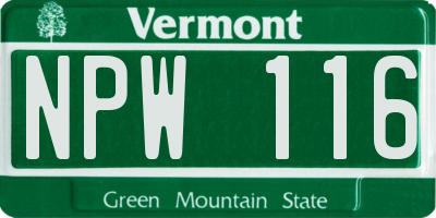VT license plate NPW116