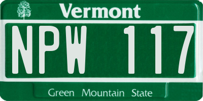 VT license plate NPW117