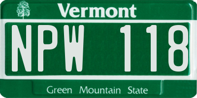 VT license plate NPW118