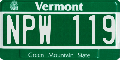 VT license plate NPW119