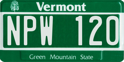 VT license plate NPW120