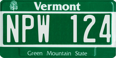 VT license plate NPW124