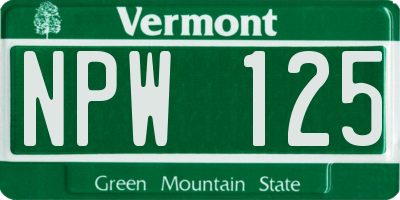 VT license plate NPW125