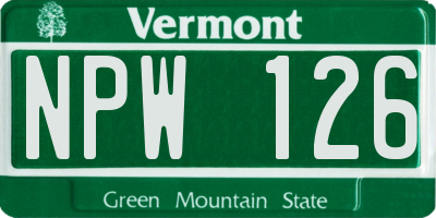 VT license plate NPW126