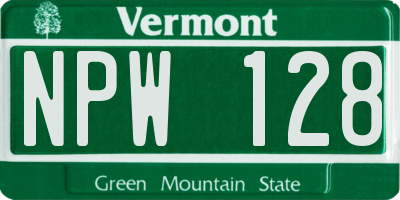 VT license plate NPW128