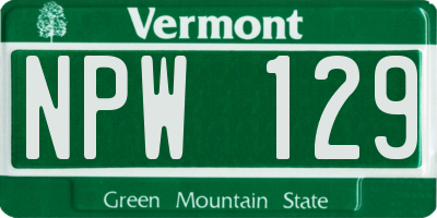 VT license plate NPW129