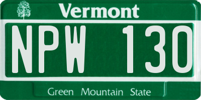 VT license plate NPW130