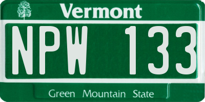 VT license plate NPW133