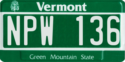 VT license plate NPW136