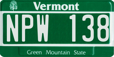 VT license plate NPW138