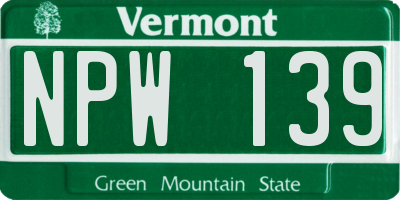 VT license plate NPW139