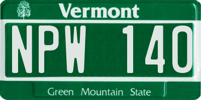 VT license plate NPW140
