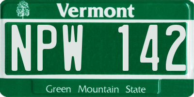 VT license plate NPW142