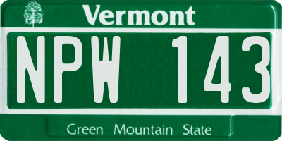 VT license plate NPW143
