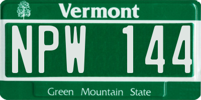 VT license plate NPW144