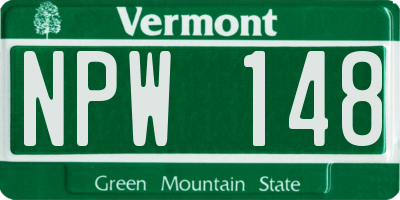 VT license plate NPW148