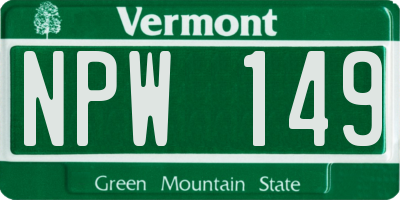 VT license plate NPW149