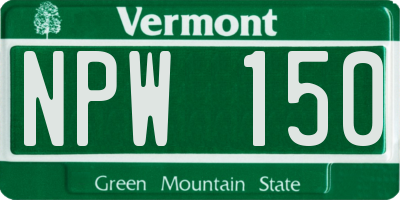 VT license plate NPW150