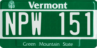 VT license plate NPW151