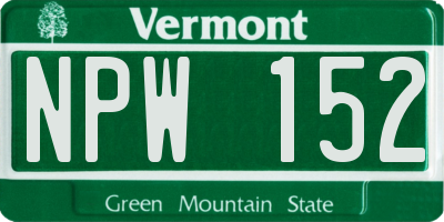 VT license plate NPW152