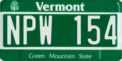 VT license plate NPW154