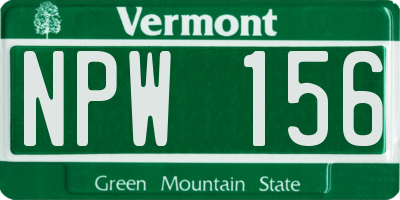 VT license plate NPW156