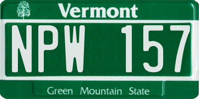 VT license plate NPW157