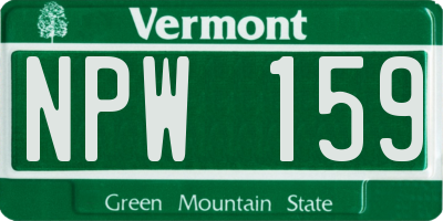 VT license plate NPW159