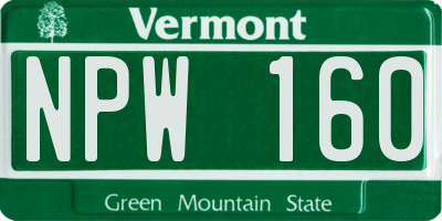 VT license plate NPW160
