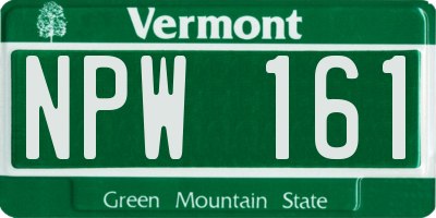 VT license plate NPW161