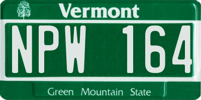 VT license plate NPW164