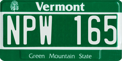 VT license plate NPW165