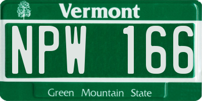 VT license plate NPW166
