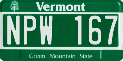 VT license plate NPW167