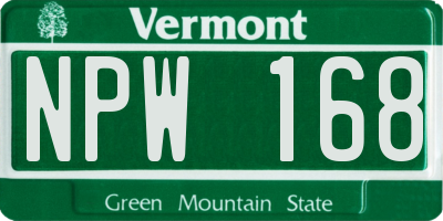 VT license plate NPW168