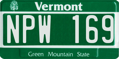 VT license plate NPW169