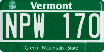 VT license plate NPW170