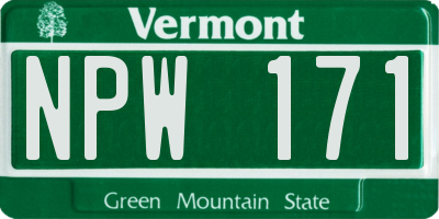 VT license plate NPW171