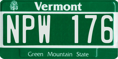 VT license plate NPW176