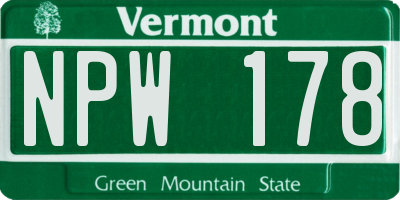 VT license plate NPW178