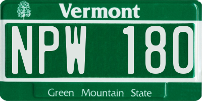 VT license plate NPW180