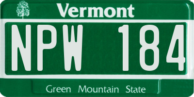 VT license plate NPW184