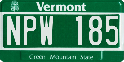 VT license plate NPW185