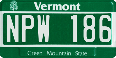VT license plate NPW186