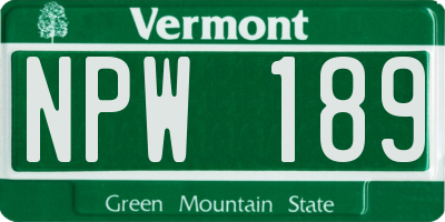 VT license plate NPW189
