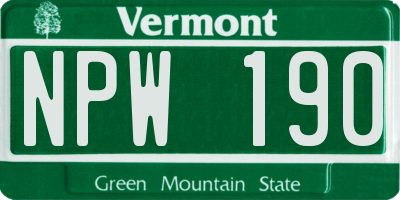 VT license plate NPW190