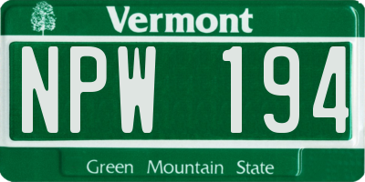 VT license plate NPW194