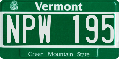 VT license plate NPW195